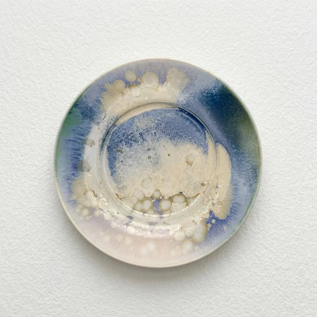 Handmade Kiln-Transformed Glaze Saucer - Redone White Texture
